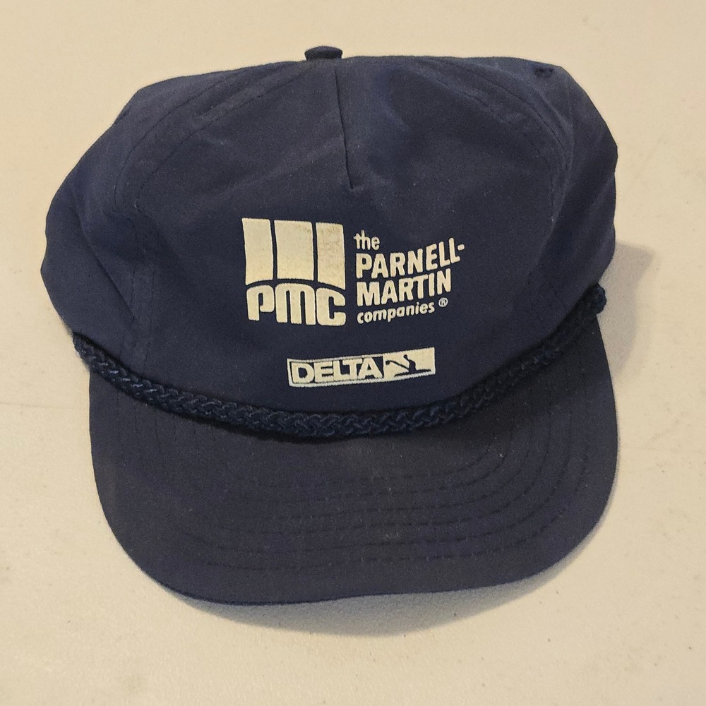 VTG PARNELL MARTIN Hat Designer Award Trucker Rope Snapback Hat Navy PMC Delta